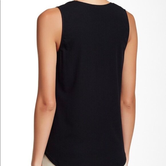 Theory Sleevelees Top Blouse Tank Black V Neck Drape Meighlan Petite XS 0 00 - Picture 5 of 11